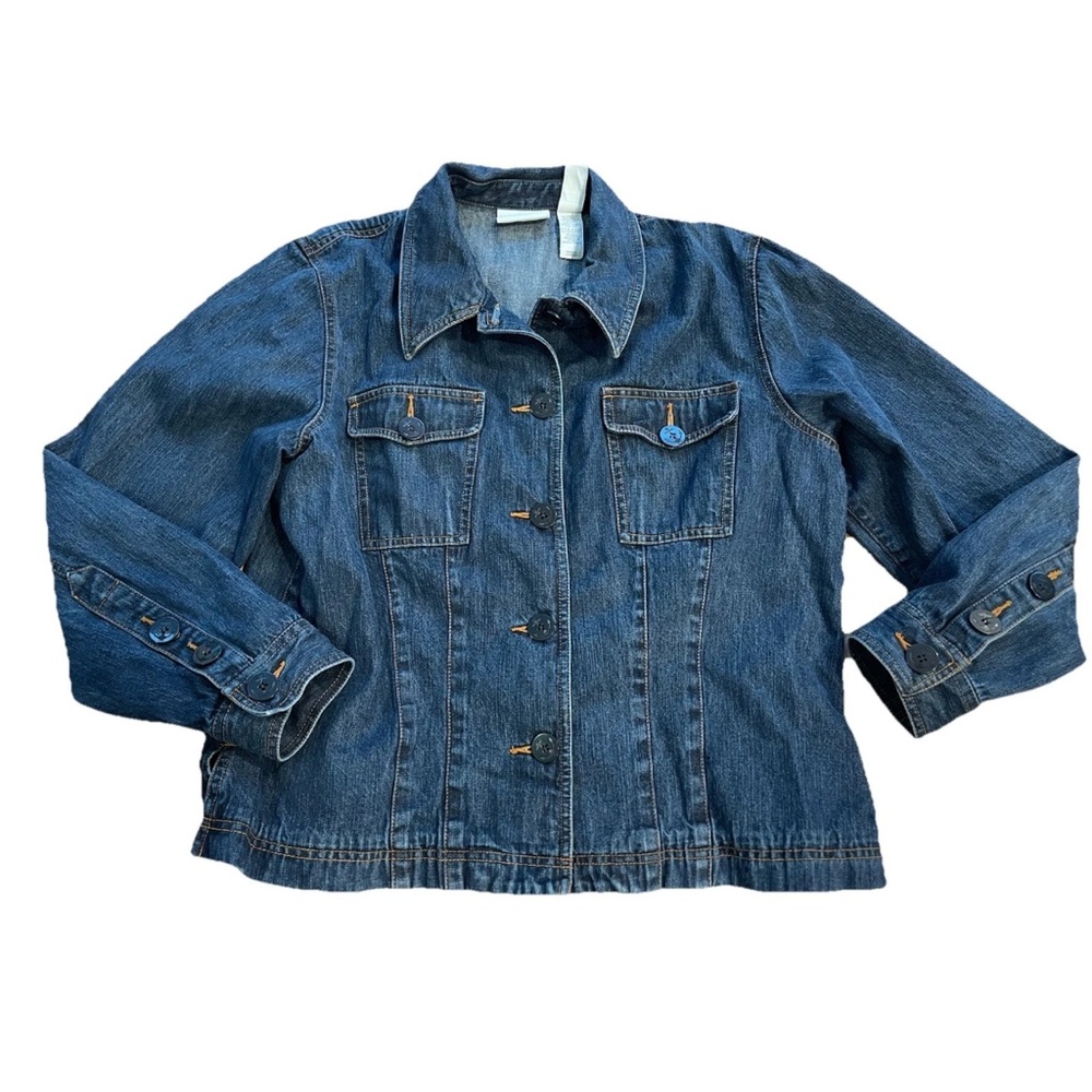 Liz Claiborne Liz Wear Y2K denim all cotton ladies Jean jacket button up size XL